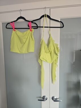 Oh Polly Neon Lime Two-Piece Skirt Set